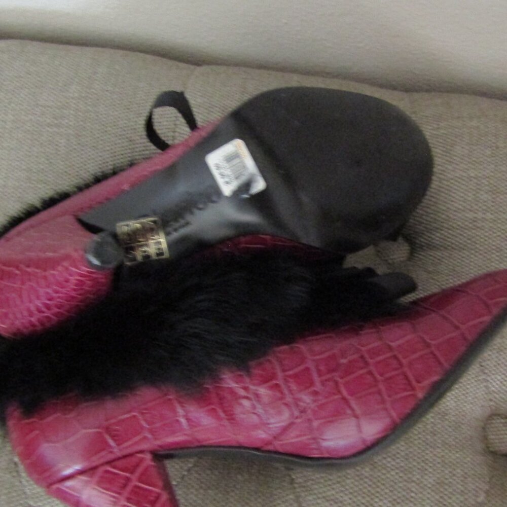 Blanco Rabbit Fur Leather Heels Size 37 EURO - Picture 3 of 5